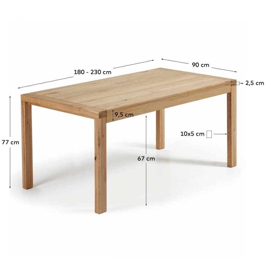 Tavolo allungabile Briva impiallacciato rovere finitura naturale 180 (230) x 90 cm