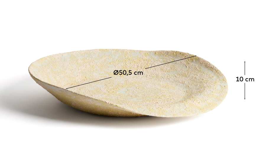 Tafelaufsatz Medira aus Keramik in Ecru und Gelb, Ø 50,5 cm