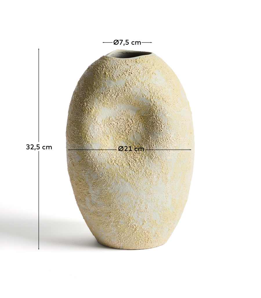 Medira ecru and yellow ceramic vase 32.5cm