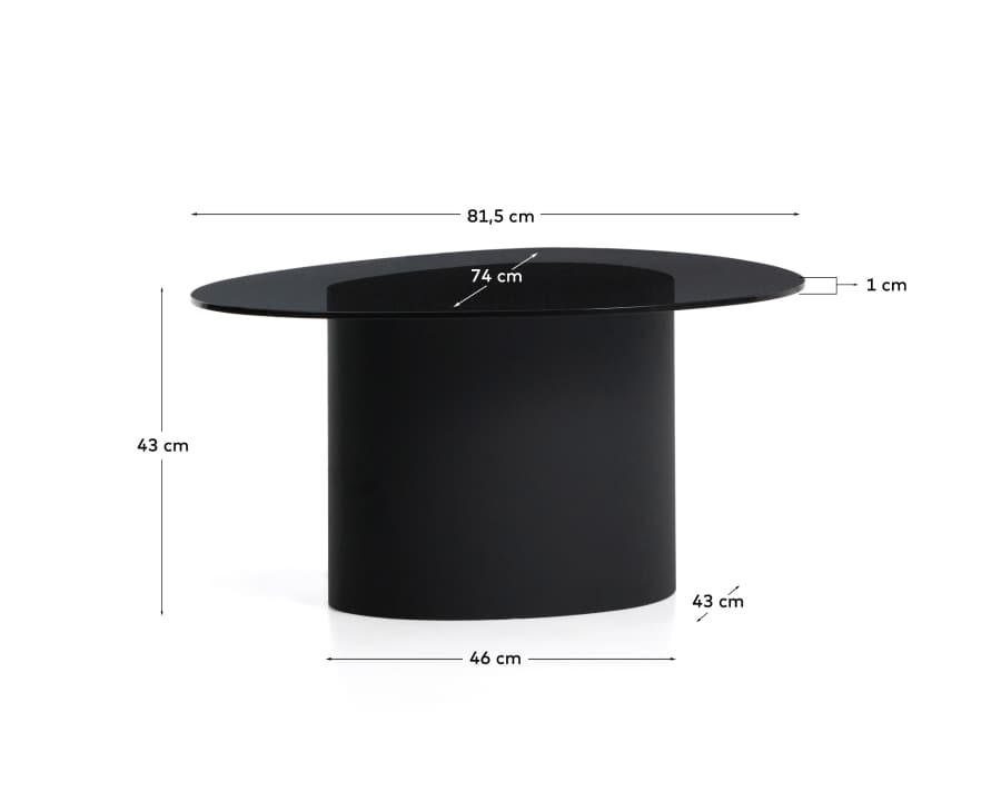 Table basse Olir en verre trempé et acier noir 82 x 74 cm