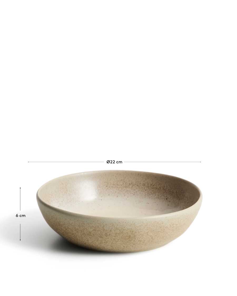 Tiefer Teller Sarel aus Keramik in Beige