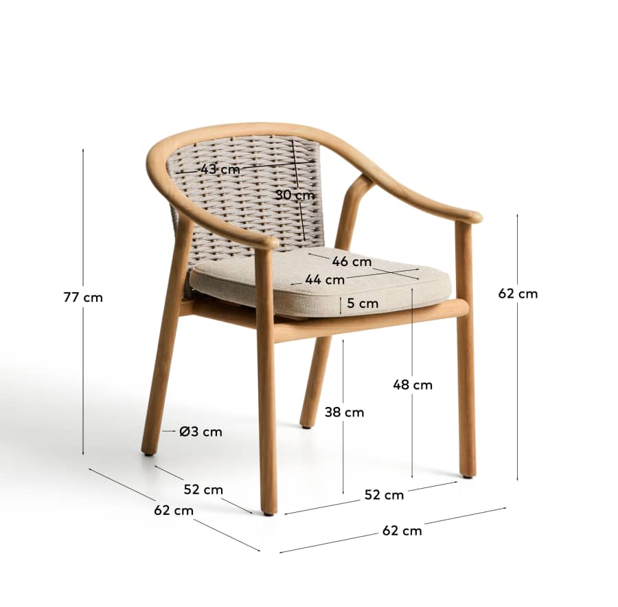 Elunda stackable outdoor chair in solid teak wood FSC 100%