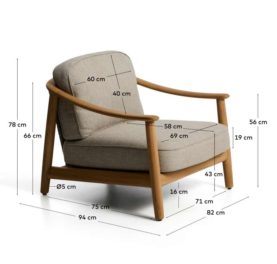 Πολυθρόνα εξωτερικού χώρου Elunda από 100% μασίφ ξύλο τικ FSC