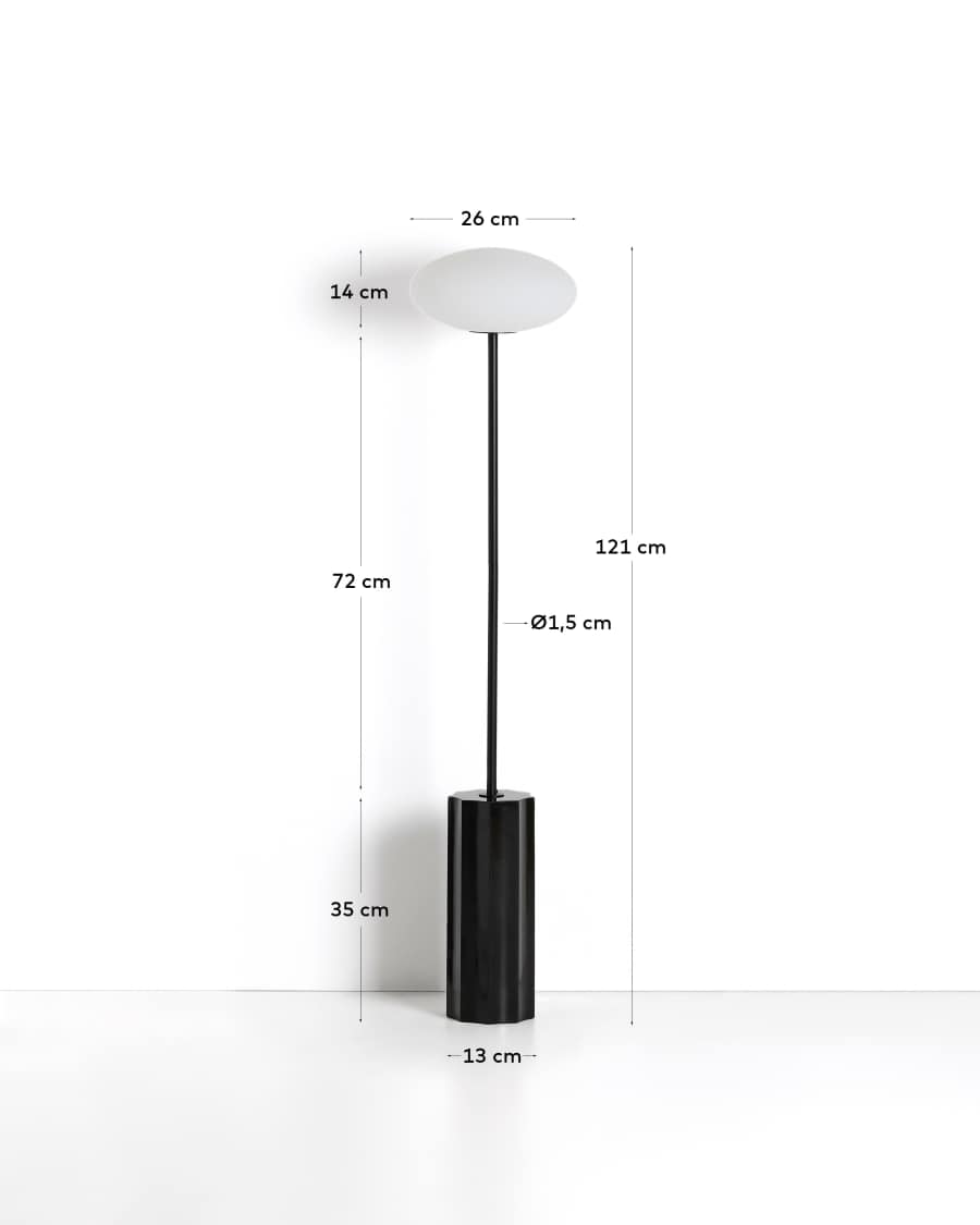 Lampadaire Idela en verre fumé et marbre noir