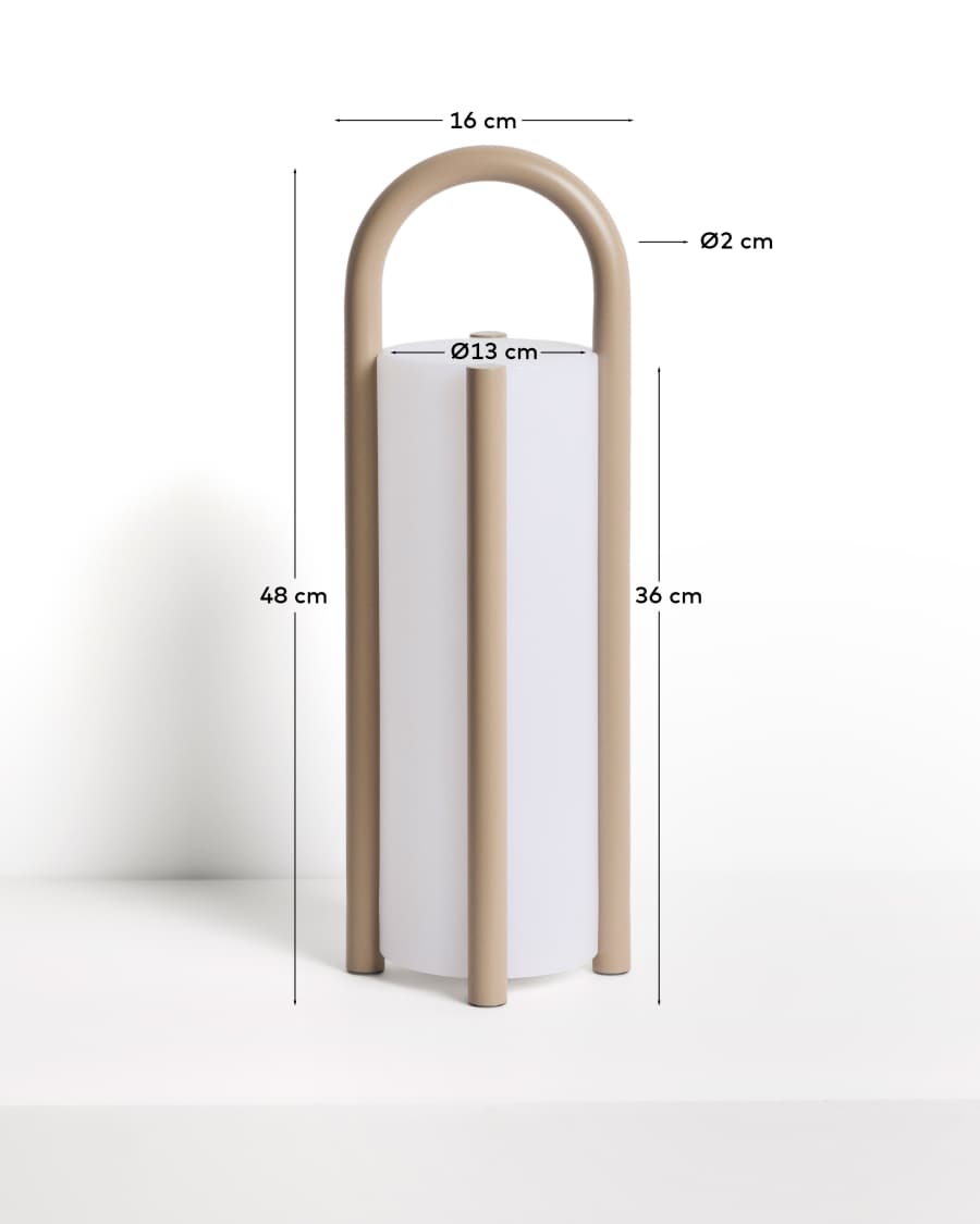 Leros large portable table lamp in taupe polyethylene and steel