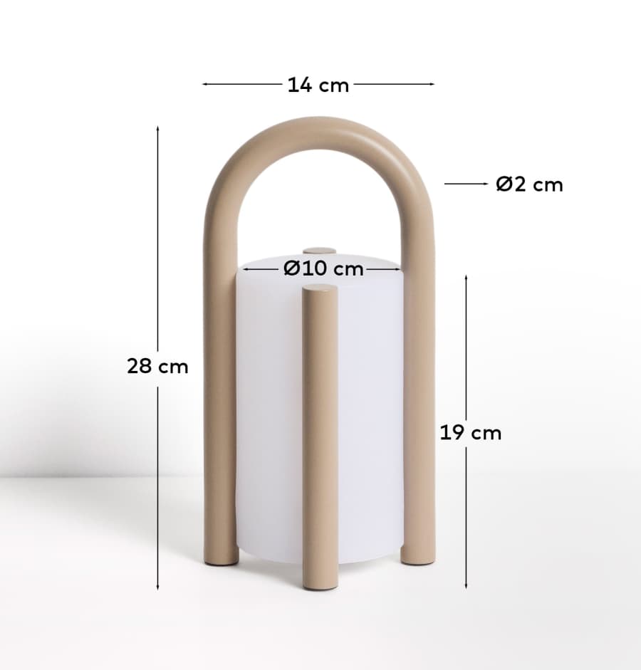 Leros small portable table lamp in taupe polyethylene and steel