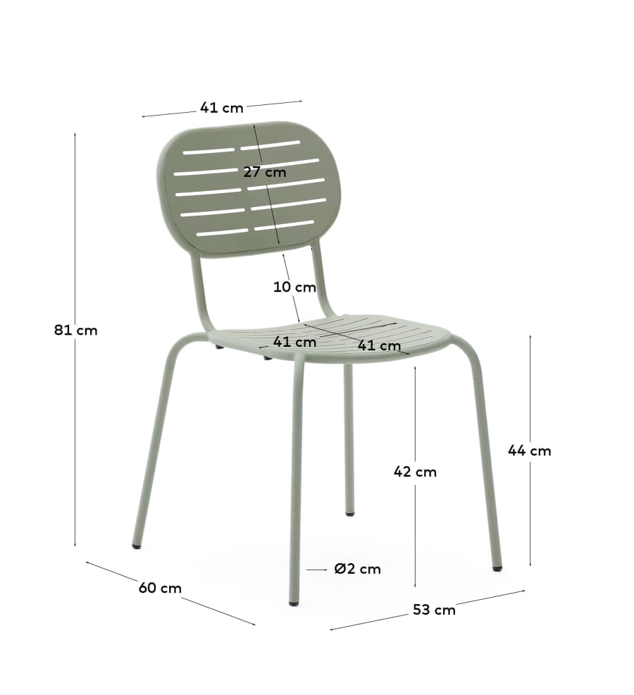 Chaise d’extérieur empilable Brai en acier galvanisé turquoise