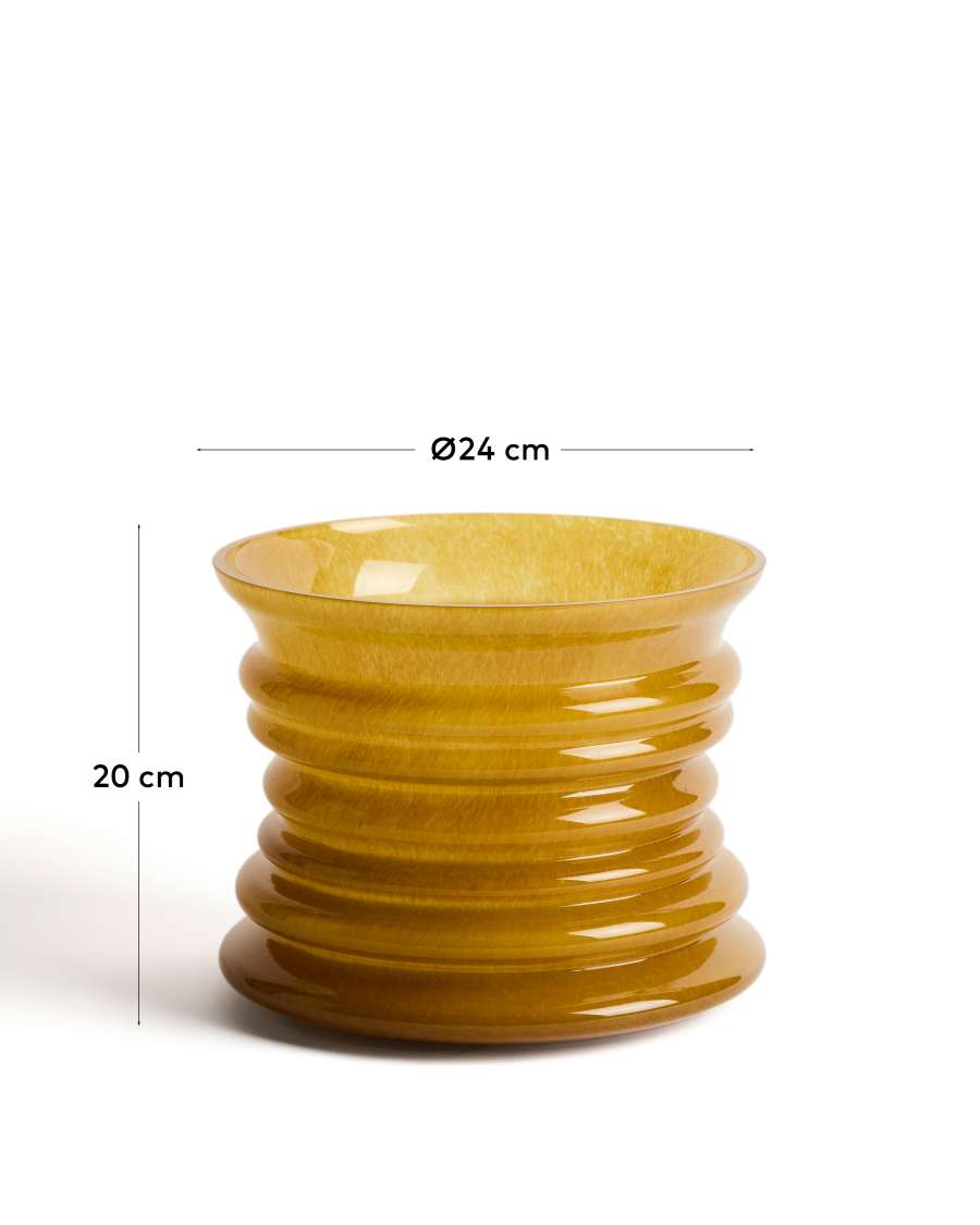 Ambere yellow glass vase 20cm