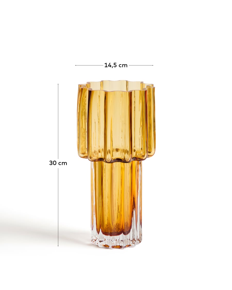 Cristila orange glass vase 30cm