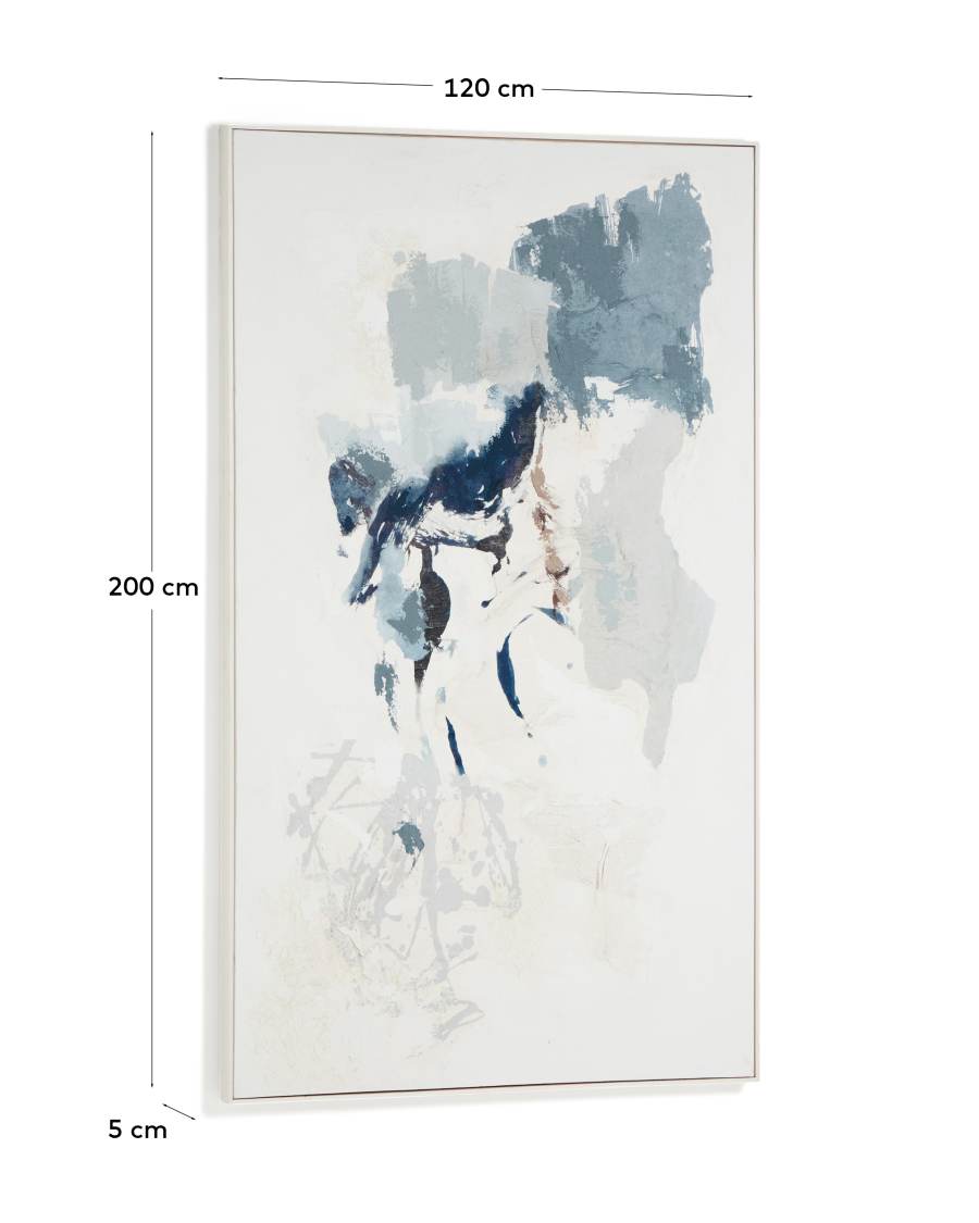 Erale grey and blue hand-painted abstract picture 120 x 200cm