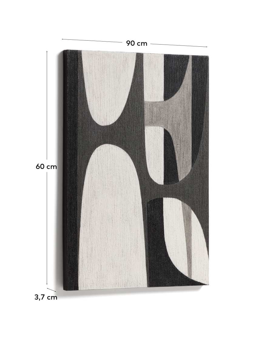 Quadre abstracte Onure blanc i negre 60 x 90 cm