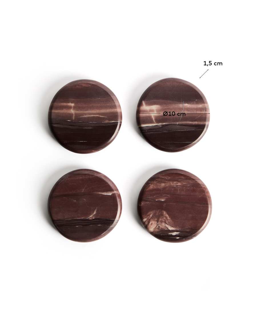 Meran set of 4 burgundy marble coasters