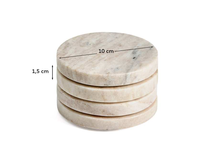 Nuvir set of 4 beige marble coasters