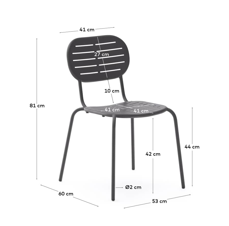 Stackable outdoor chair Brai in dark grey galvanised steel