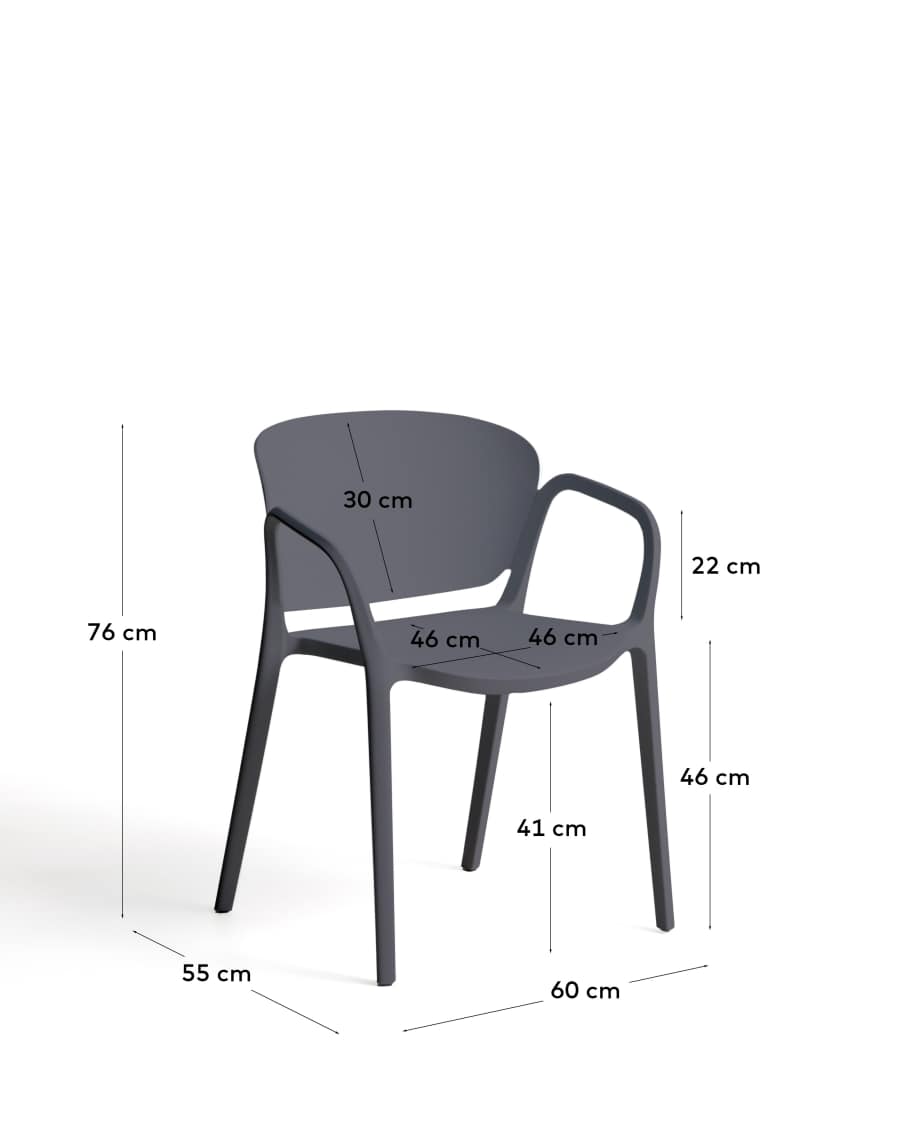 Ania stackable outdoor chair in dark grey