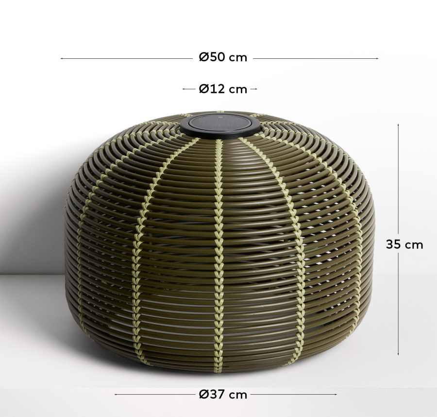 Lampada da tavolo solare da esterno Garoina LED in rattan sintetico verde Ø 50 cm