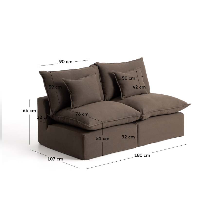 Sofà modular desenfundable Anarela 2 places de lli talp 180 cm FSC Mix Credit