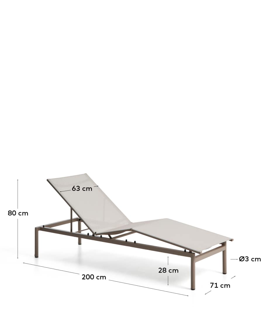 Stackable sun lounger Lesina in taupe aluminium and ecru texteline