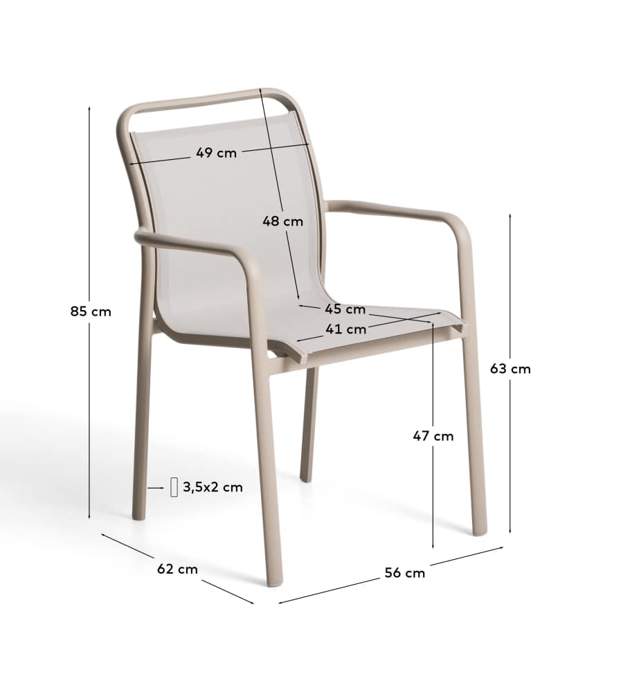 Luri stackable chair in taupe aluminium and beige texteline