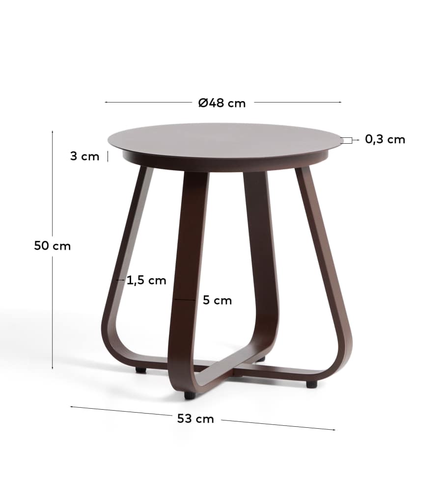 Tamaris brown aluminium outdoor side table Ø48cm