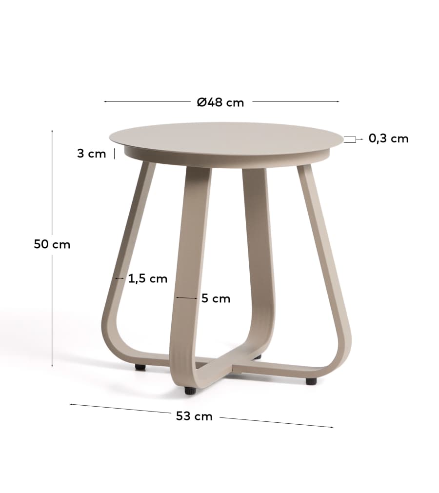 Tamaris taupe aluminium outdoor side table Ø48cm
