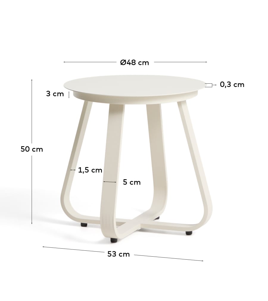 Tamaris ecru aluminium outdoor side table Ø48cm