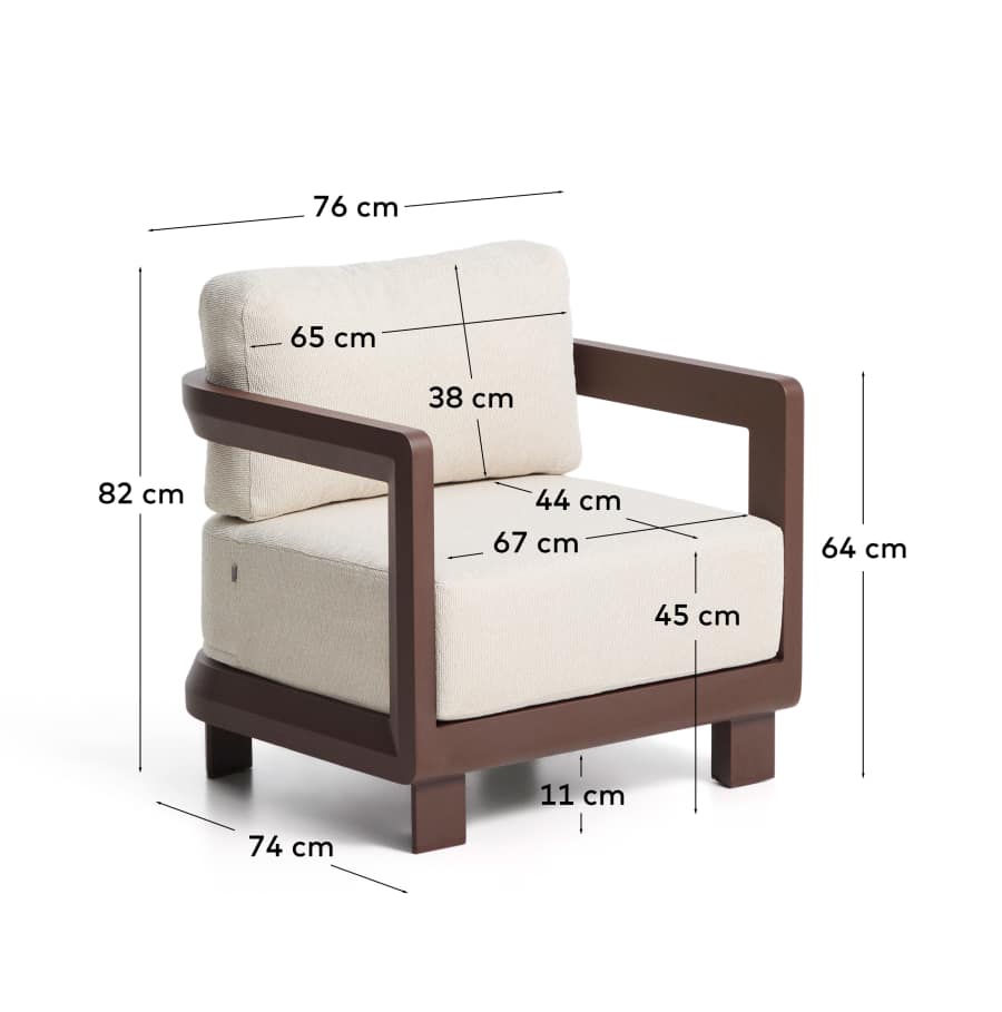 Nerano brown aluminium outdoor armchair