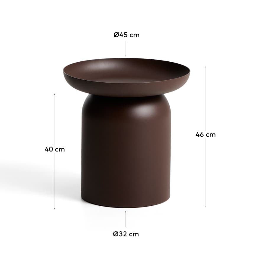 Table auxiliaire Arcola en aluminium marron Ø 45 cm