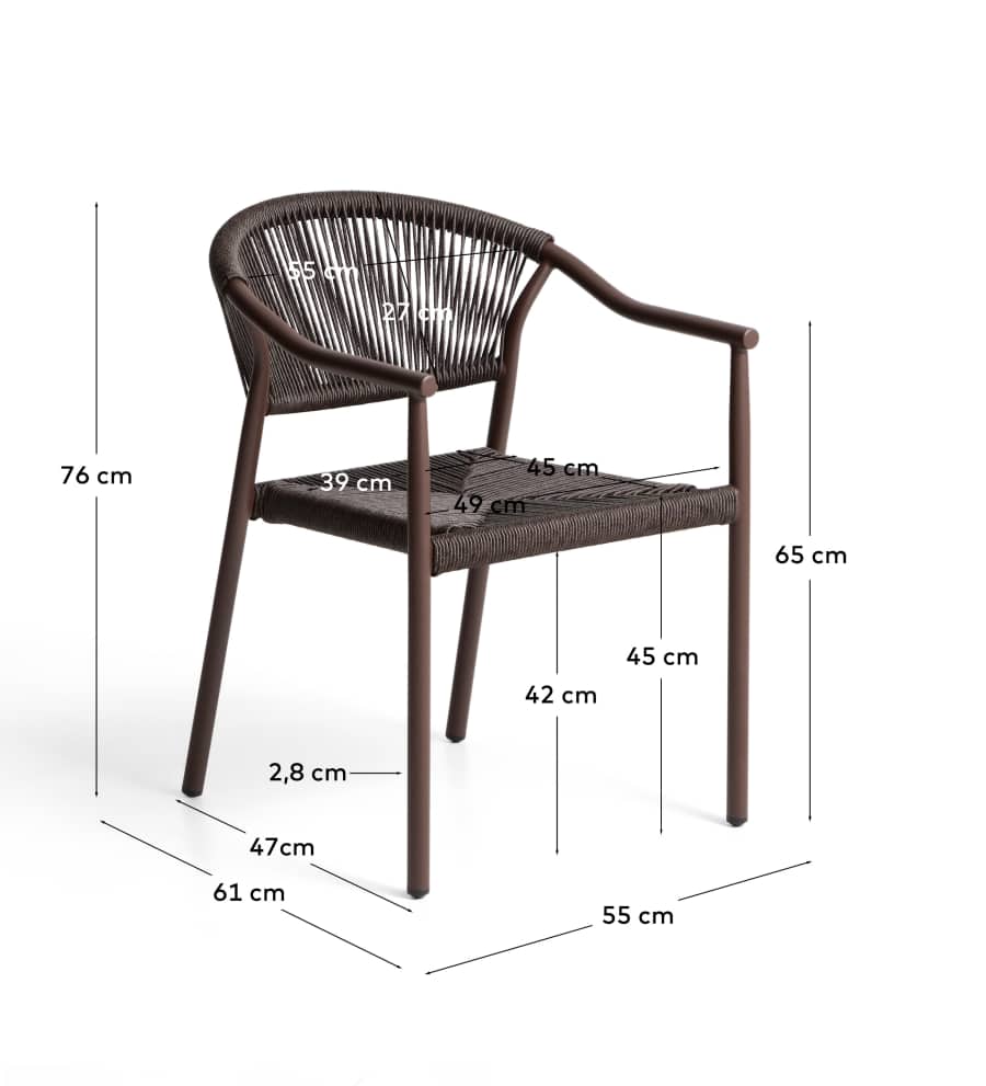 Livadia stackable outdoor chair in brown aluminium | Kave Home