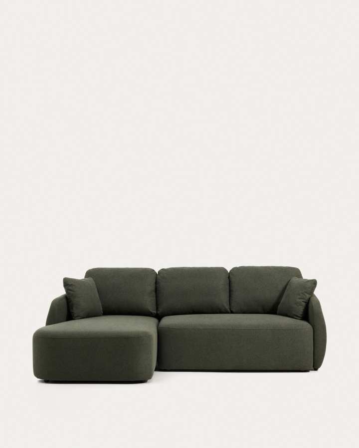 Canapé Laira coloris - vert foncé fsc mix credit, 3 places, 170 cm, méridienne gauche, convertible