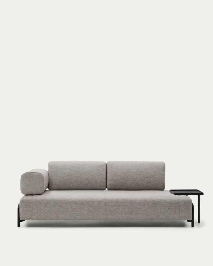 Canapé Compo coloris beige grisâtre grand plateau, 3 places, 252 cm