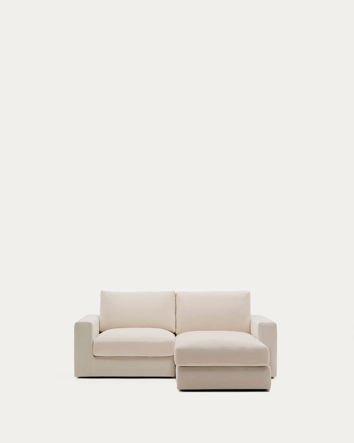 Canapé Alea coloris déhoussable beige, 3 places, 220 cm, méridienne droite
