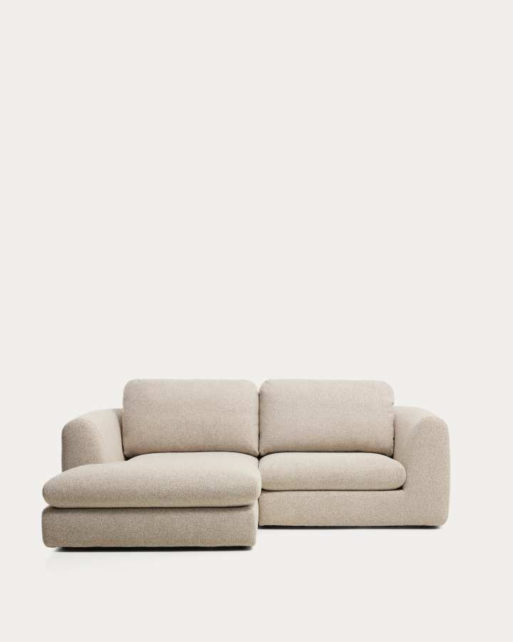 Canapé Vera coloris beige fsc mix credit, 3 places, 176 cm, méridienne gauche
