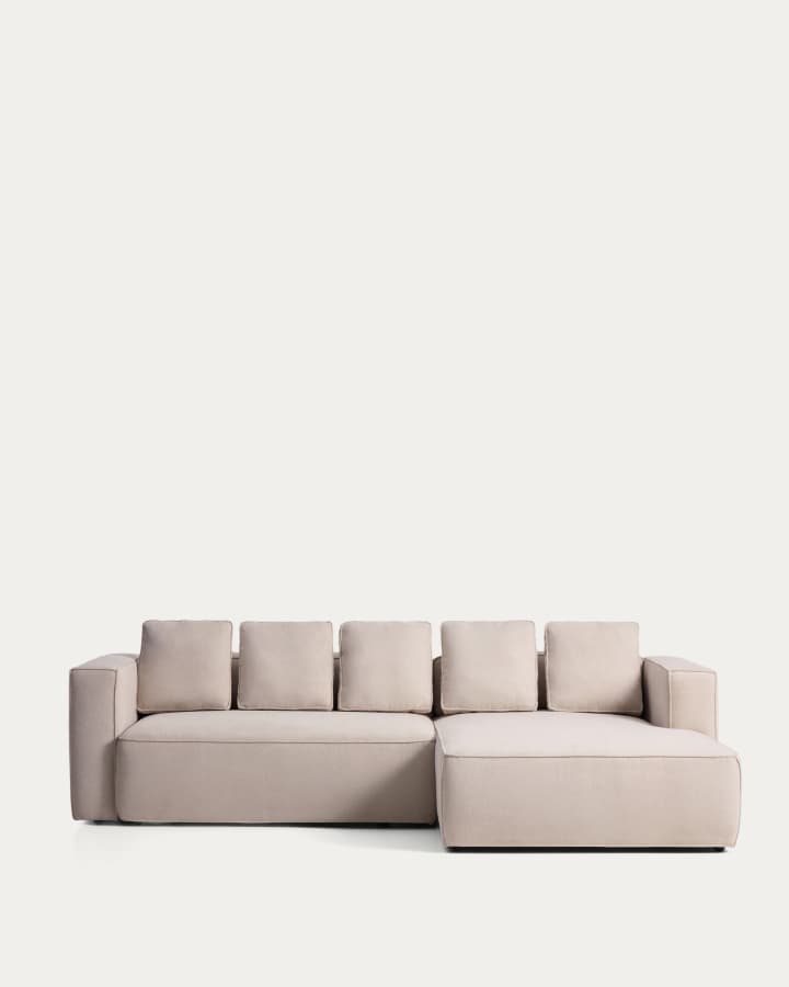 Canapé Marela coloris - beige fsc mix credit, 4 places, 276 cm, méridienne droite, convertible