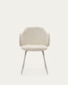 Yunia chair in beige wide seam corduroy with steel legs in a powder coated beige finish FSC 100%