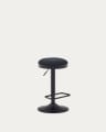 Zaib stool in black chenille and matt black steel height 63-84 cm FSC 100%