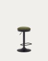 Zaib stool in dark green chenille and matt black steel height 63-84 cm FSC 100%