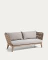 Belleny 3 seater sofa in beige cord and solid acacia wood, 176 cm FSC 100%