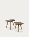 Hattie set of 2 solid teak wood side tables, 60 cm / 56 cm