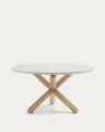 Lotus table in white with solid oak legs, Ø 135 cm