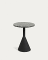 Delano black terrazzo side table with steel legs in a black finish, Ø 40 cm