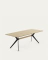 Amethyst oak veneer table with a whitewashed finish and black steel legs, 160 x 90 cm