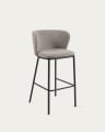 Ciselia stool with light grey bouclé and black steel legs height 75 cm FSC Mix Credit