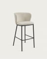 Ciselia stool with white bouclé and black steel legs height 75 cm FSC Mix Credit