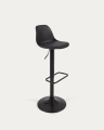Hocker Orlando - T aus schwarzem Kunstleder und mattschwarzem Stahl 60-82 cm
