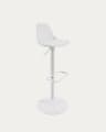 Hocker Orlando - T aus weißem Kunstleder und mattweißem Stahl 60-82 cm