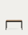 Canyelles extendable outdoor table, plastic lumber & matte black aluminium, 140 (200) x 90 cm