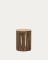 Dandara side table made of steel, beige cord and solid acacia wood, Ø40 cm FSC 100%