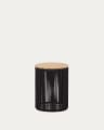 Dandara side table made of steel, black cord and solid acacia wood, Ø40 cm FSC 100%