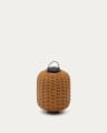 Saranella portable table lamp in brown faux rattan